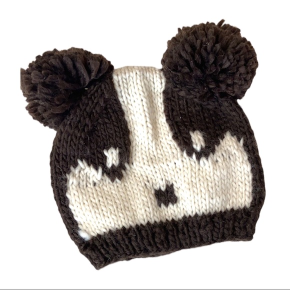 Knitted Brown Scarf and Bear Skull Cap Set - Picture 2 of 6